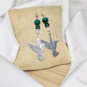 Boucle Colibris Malachite-lumineusesgemmes.com